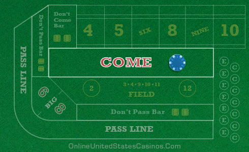 Craps Table Layout Come Bet Area Highlighted