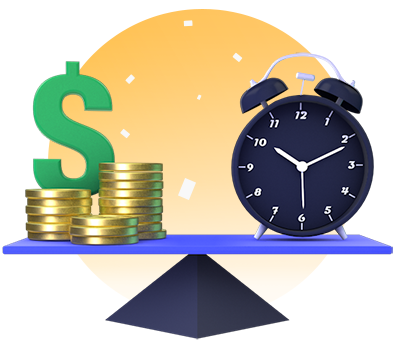 Manage Bankroll Over Time Money and Clock on Scale Icon