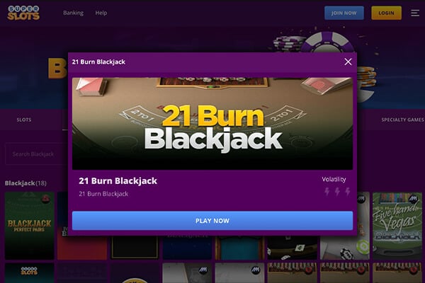 Super Slots Casino - 21 Burn Blackjack