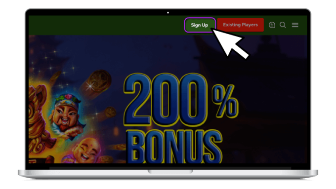 Screen Highlighting the Sign Up at Lucky Hippo Casino