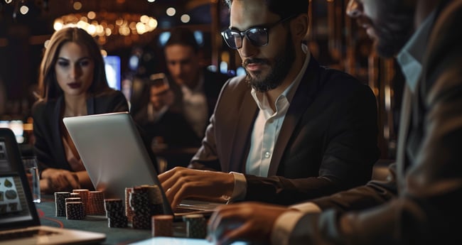 Man playing casino games online from his computer