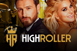 High Roller Casino Logo With Two People Dressed Elegantly 