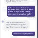 Lucky Hippo Barely Helpful Casino Customer Support 1