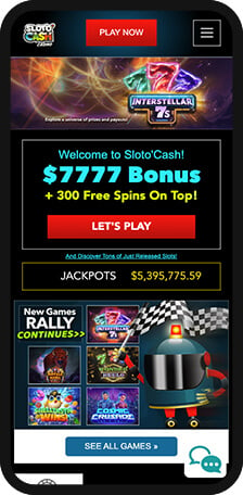 SlotoCash Homepage Mobile