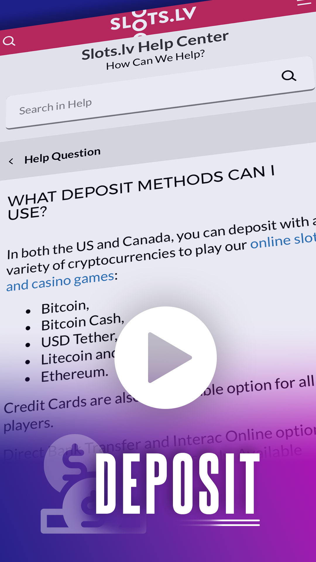 SlotlsLV deposits video thumbnail