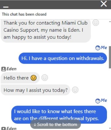 Miami Club customer support experience email screenshot 2