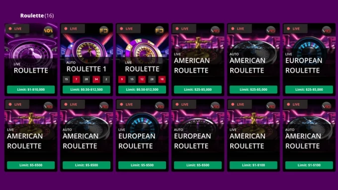 Super Slots live dealer casino catalog